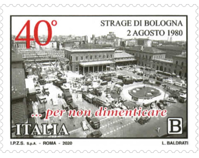 Il francobollo emesso il 2 agosto 2020 dal Ministero dello Sviluppo Economico in occasione del 40° anniversario della Strage.